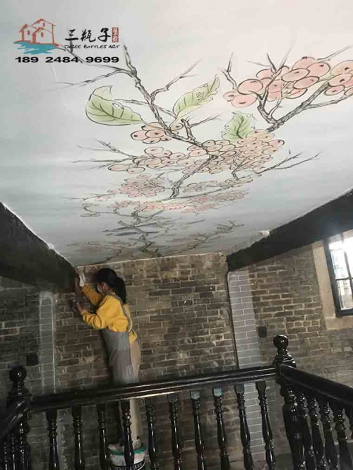顺德岑桑故居 彩绘天顶画