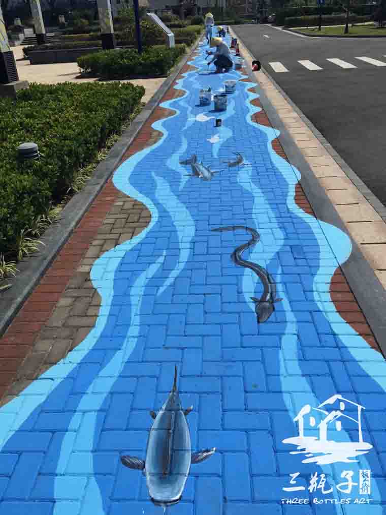2016舟山国际水产城 大型路面涂鸦