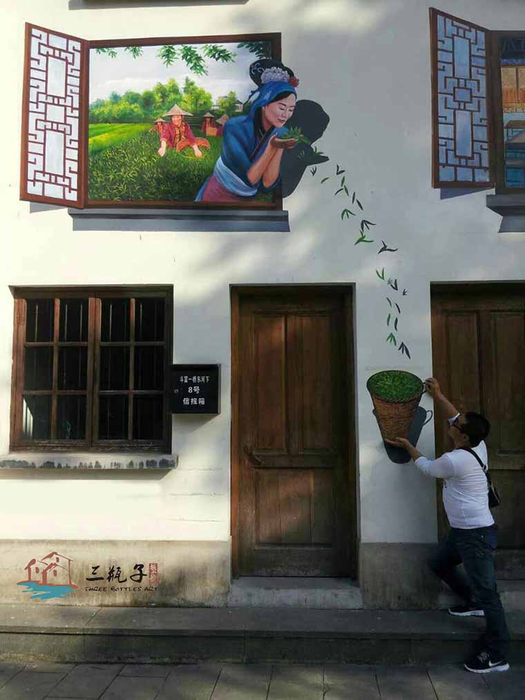 杭州某茶馆墙体彩绘